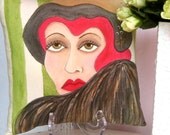 MIDLIFE MADONNA PILLOW, Hand Painted, Oscar Wilde Quote, Woman In Fur, Gift For Woman, Mothers Day Gift