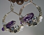 Nested earrings in amethyst and prehnite