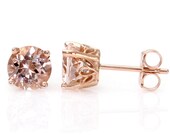 2ct Morganite Stud Earrings Rose Gold Morganite Earrings Post Earrings