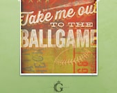 Take Me out to the Ballgame Baseball art giclee archival signed artist's print 12 x 12 by stephen fowler