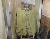 Vintage 50s Canvas Cruiser Jacket American Field Hettrick Co Green Hunting Coat classic  M