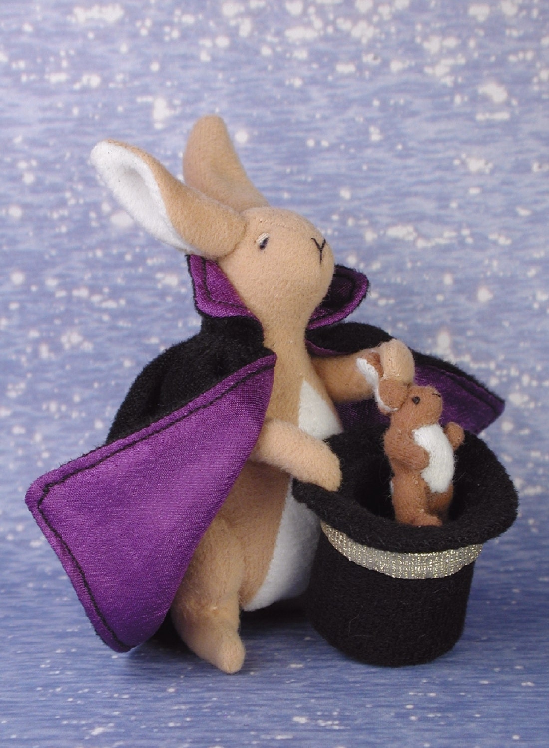 Whimsical Rabbit Notecards "The Magician"--  Set of 4 cards of one design