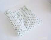 Tiny Tulips Fabric yardage Teal Green on Off White background
