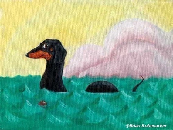 The Dach-ness Monster - Dachshund dog art