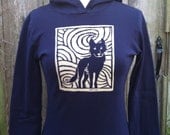Midnight Wolf Long Sleeve Navy Women's Hoodie