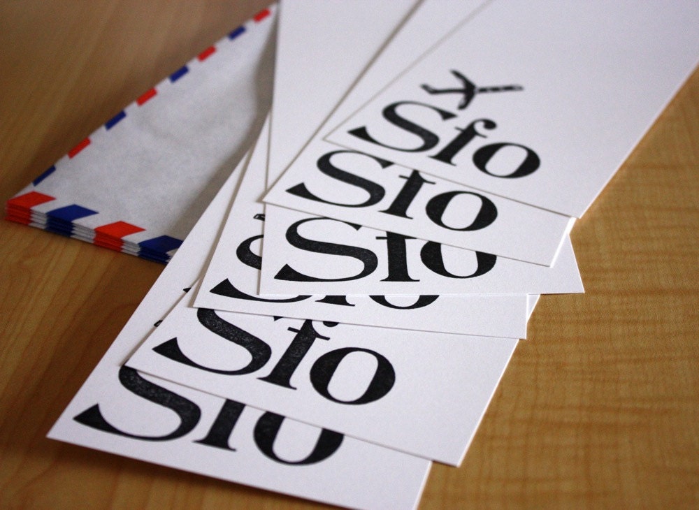 San Francisco - SFO Jet Set Stationery - Set of 6 - Hand Printed