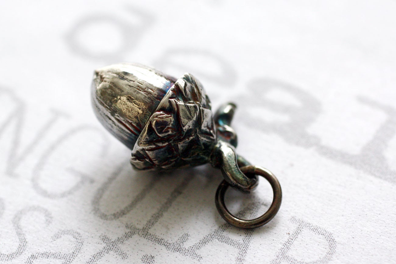 Tiny Sterling Silver Acorn Pendant customized necklace on your choice of cord