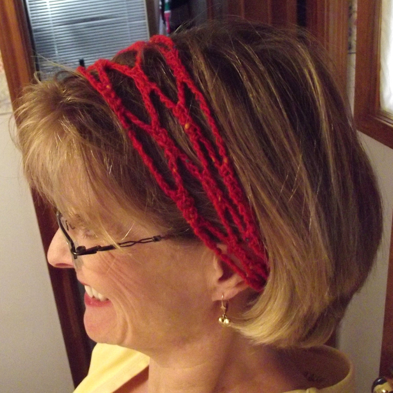 Crocheted Gypsy Headband, Hair Tie Convertible Exercise Workout, You Choose Color, Made to Order