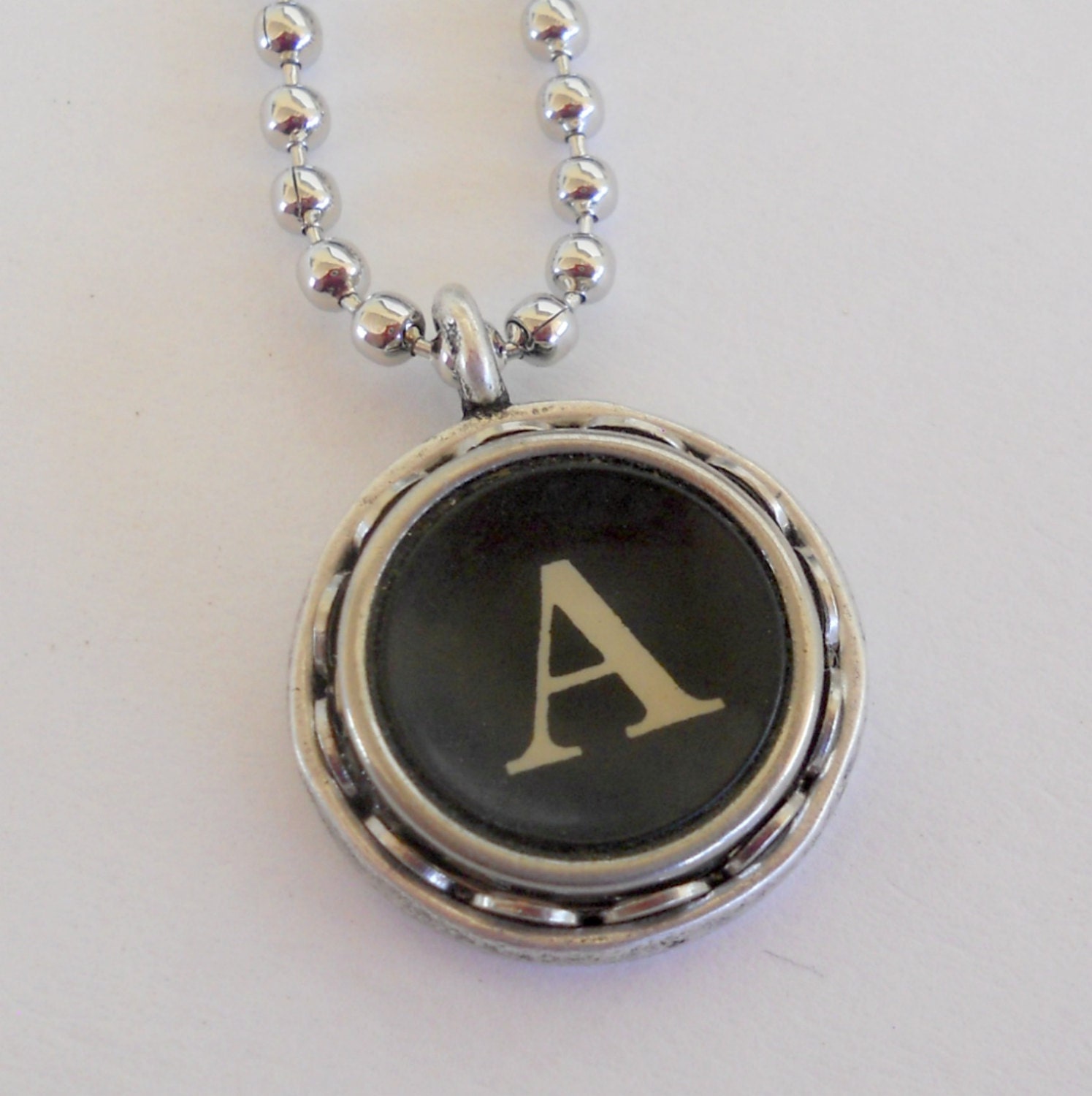 Typewriter Key Necklace, Letter A,  Vintage, Initial Jewelry,  All Letters Available, Recycled jewelry, Initial Necklace, Personalize
