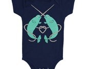 Narwhals Baby One Piece Bodysuit Romper Jumper Cute Adorable Dolphin Whale Fish Heart Love Rope Unicorn Nautical Sea Ocean Navy Blue Onesie