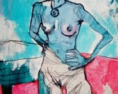 Bladerunner's Sister, original mixed media drawing by Juliana Coles
