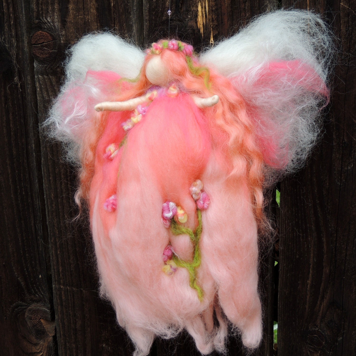 Peach Delight Garden Fairy-  Needle felted wool fairy angel Waldorf inspired creation by Rebecca Varon aka Nushkie