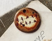 Birds on a Wire- handmade ceramic charm- Tan