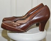 Vintage 1940s Brown Leather Swing WW2 Shoe