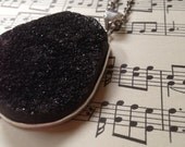 Jet black Druzy pendant