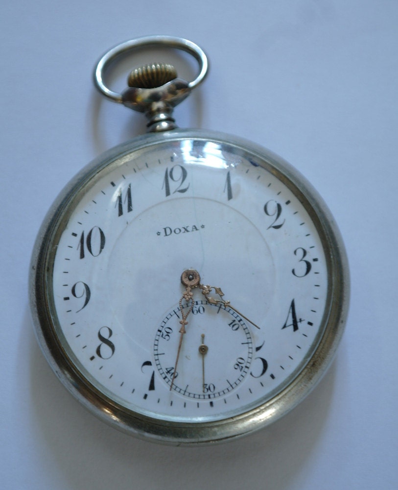 Antique vintage pocket watch DOXA, 1920s, perfectly working