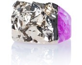 Dara Ettinger JILL Agate Druzy Ring with Top Dipped in Gold