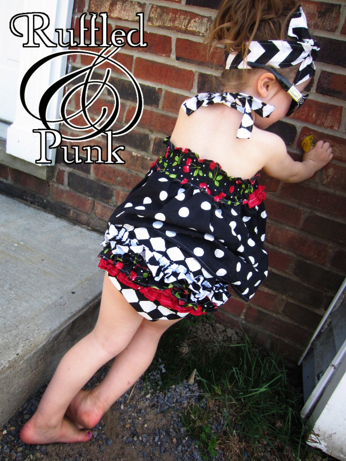 Ruffled Diaper Cover, Ruffle Bloomers, Rockabilly, Punk, Children Clothing, Sizes 0/3months to 2T