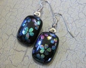 Multi colored Dichroic Flower Earrings, Dangle Earrings, Hypoallergenic Earings, Flower Jewelry - Eva - 1851 -3