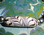 Zebra Lampwork Bead Fancy Bracelet - number 56 -with a pair of earrings gift
