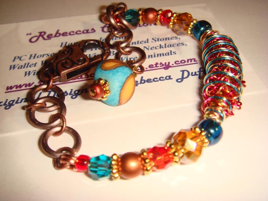 Sale - - A Very Colorful Wirebead and Beads Mix Adjustable Bracelet - number 61 - Limited Editions
