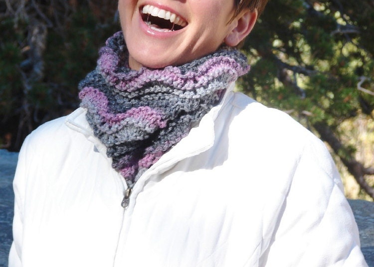 Knitted Neckwarmer Mountain Sunrise - Hand Knitted - Snuggle in  Luxury