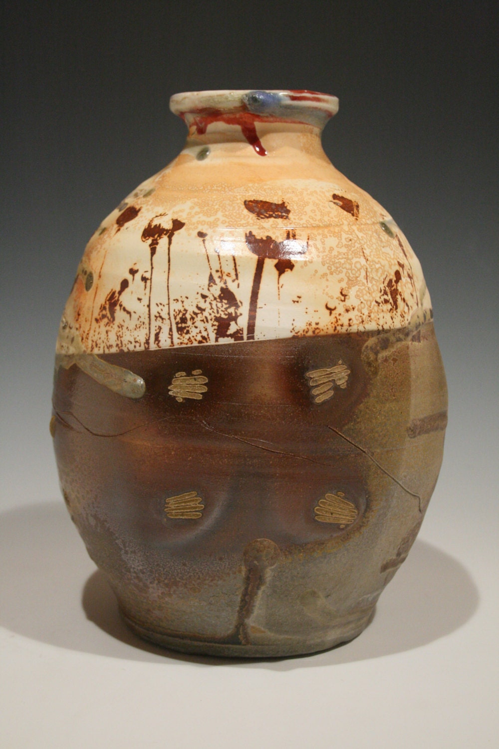 Large wood fired jar with decals
