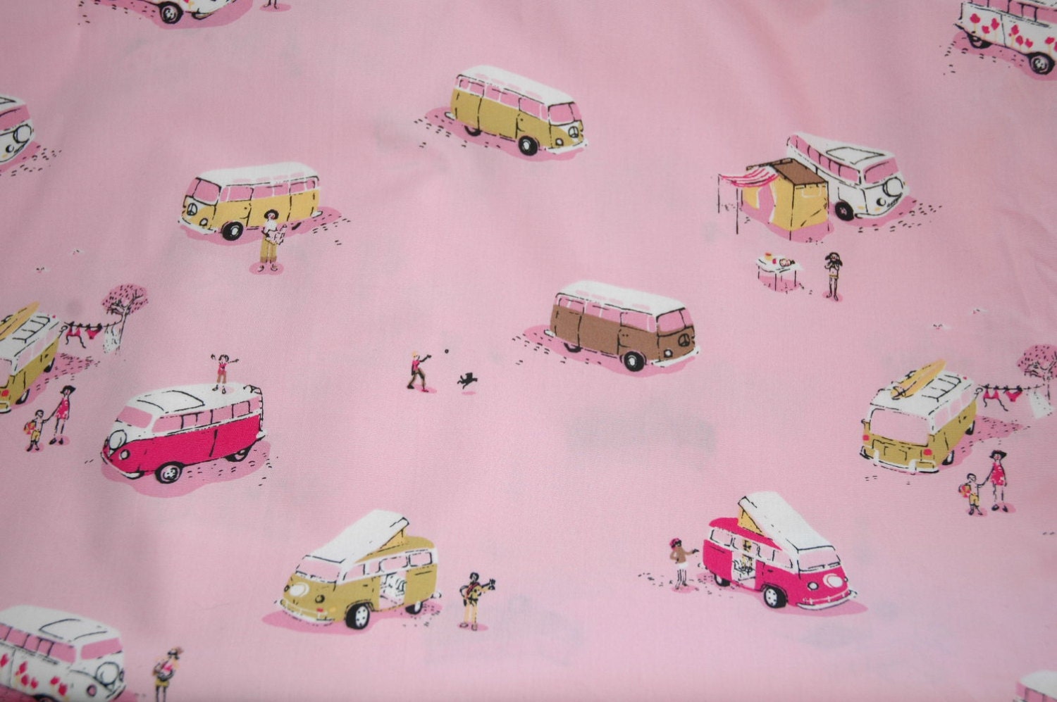 Heather Ross VW vans pink Lightning Bugs and Other Mysteries one-half yard