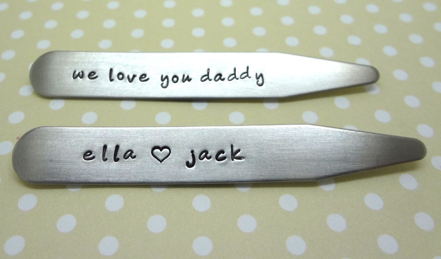 We Love You Daddy - Personalized Collar Stays - Set of Two - Hand Stamped - Father's Day - Grandpa - Dad - Men's Gift