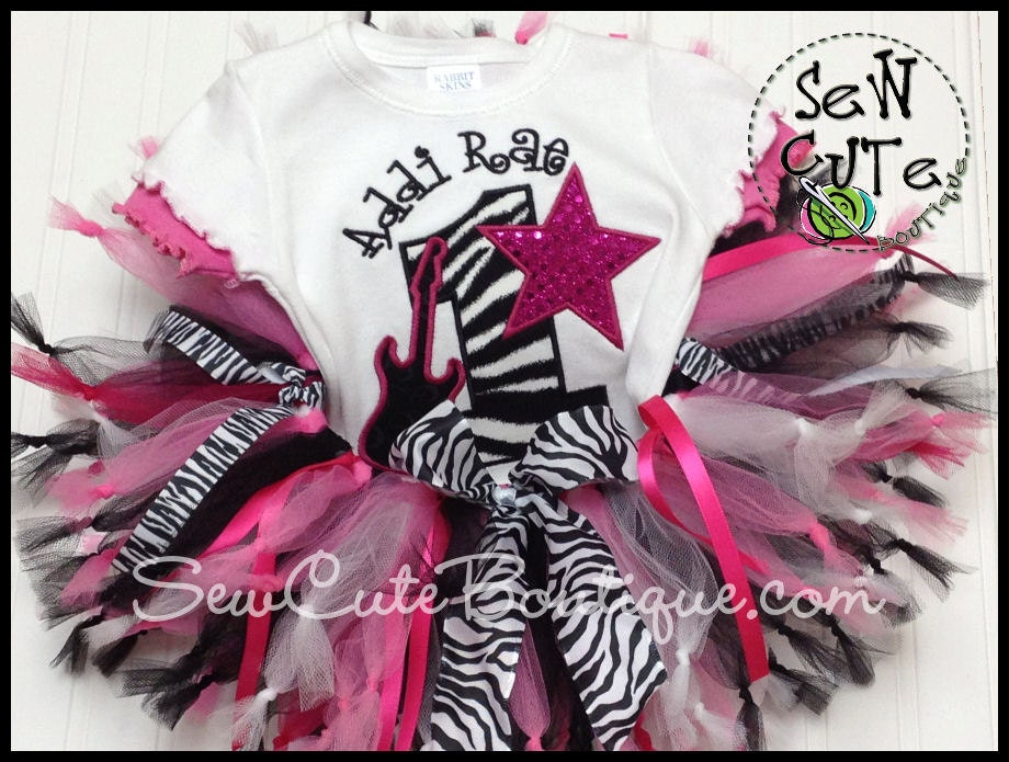 Rock Star Girl's Birthday Tutu and Tee Set