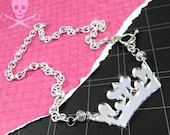 ROCK AND ROYALTY - Silver Mirror Laser Cut Acrylic Crown Charm Necklace