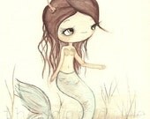 Mermaid Print Girl Wall Art---Coral Antlers