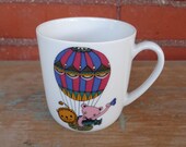 vintage Arzberg Hot Air Balloon with Animals Mug - Germany Porcelain Cup