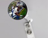 ID/BADGE retractable reel holder pendant football chargers raiders  yellow white blue