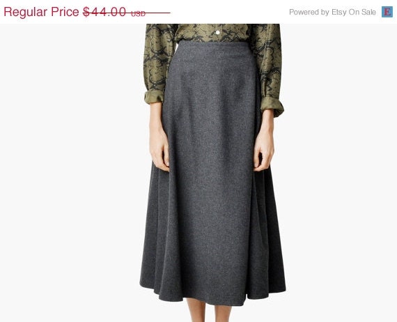 SALE - Vintage Michael Kors Gray Wool Midi Skirt