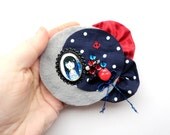 Felt and Fabric Brooch - Medusa Navy.