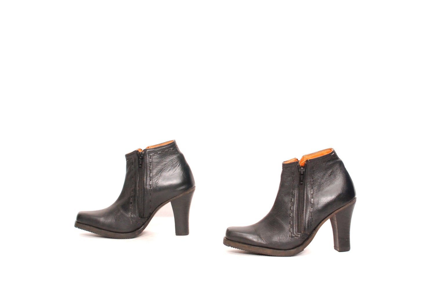 size 7.5 PLATFORM black leather 80s 90s SOUTHWEST zip up ankle boots
