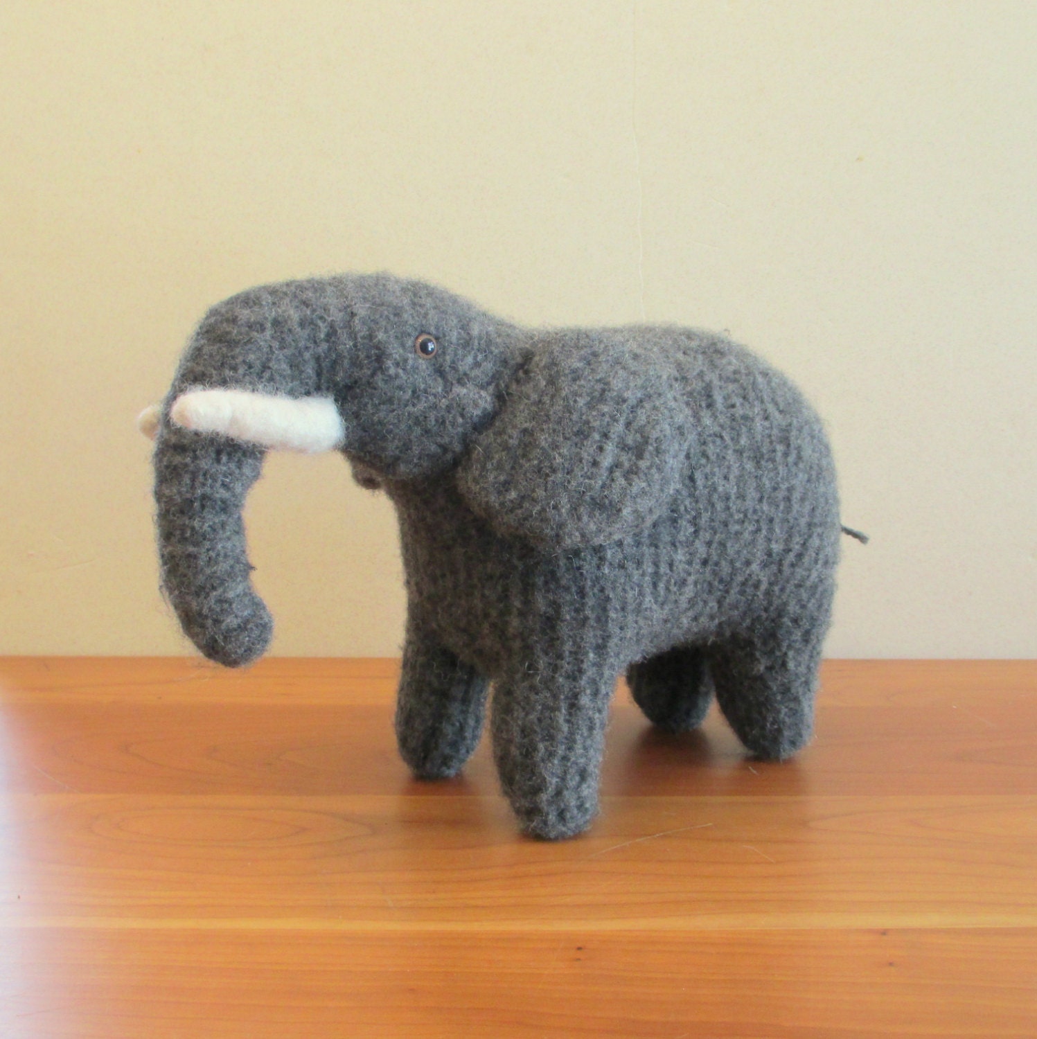 Elephant Stuffed Animal. Handmade, African, Gray, Wool. Handmade Stuffed Animals by FeltedFriends on Etsy.