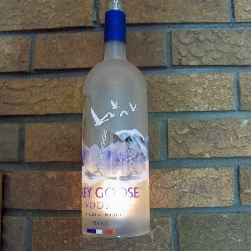 Grey Goose Bottle Hanging Candle Holder/Lantern