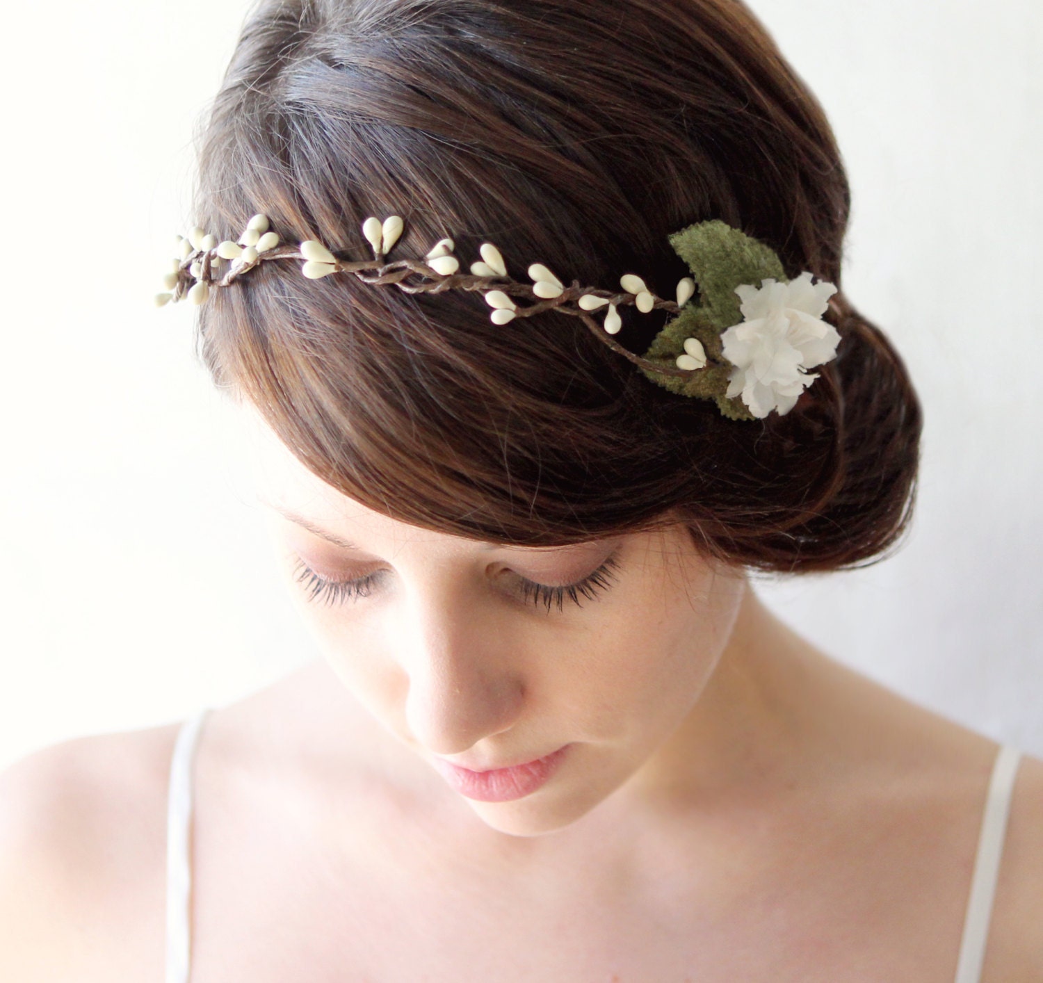 Bridal accessories, Bridal hair, Wedding hair accessory, Bridal crown, Rustic head piece, woodland wedding crown - BANDED