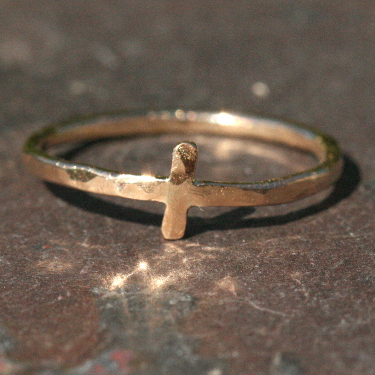 Gold Cross Pinky Ring US Size 5 Faith Jewelry Ring Christian Handcrafted by  Maggie McMane Designs Ready to Ship