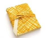 Plaid Buttercup Yellow and Cream Leather Artist's Sketchbook and Writer's Journal