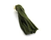 Dark Green Suede Boho Bag Tassel, A Handmade Leather Handbag Charm