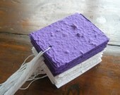 Seed paper tags - Purple and white place cards, favors, gift tags - Made of handmade paper & wildflower seeds - Garden wedding