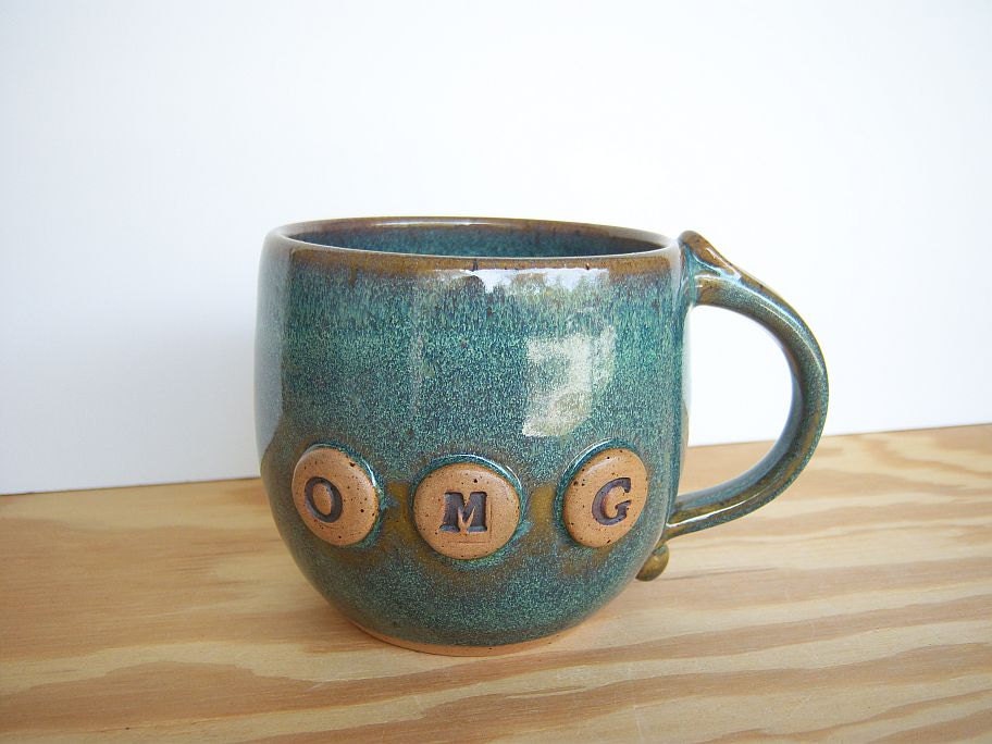 Stoneware Pottery Mug in Sea Mist - Ceramic Coffee Cup - OMG