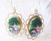 Flamingo Earrings, retro style