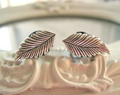 Leaf plugs for gauged ears 8mm 0G Gothic silver toned