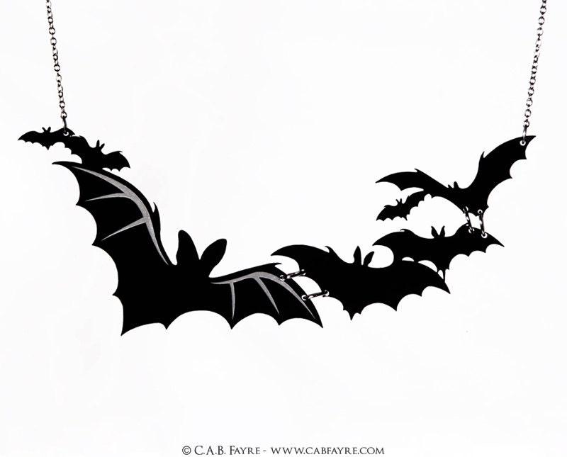 Cloud of Bats Necklace - Laser Cut Necklace (C.A.B. Fayre Original Design)