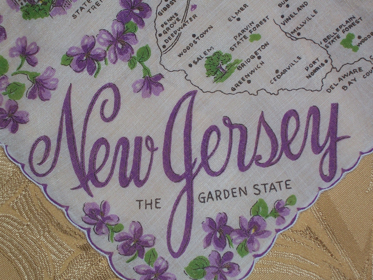 Vintage New Jersey  Hanky - Hankie Handkerchief
