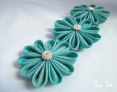 Kanzashi Hair Flower Clip - Aqua Blossom